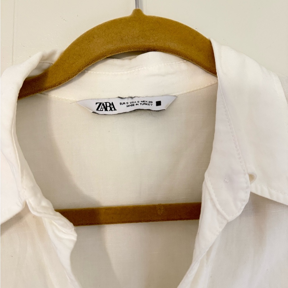 Zara White Button Down Crop Top - Picture 6 of 10